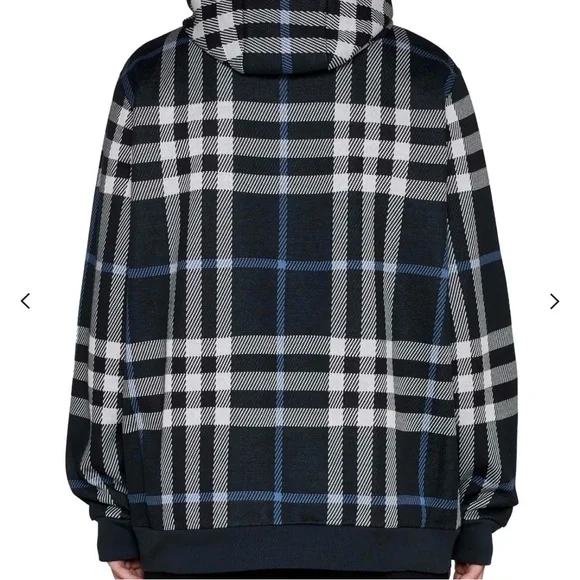 Burberry Check Cotton Hoodie in Blue and White. - Picture 6 of 10